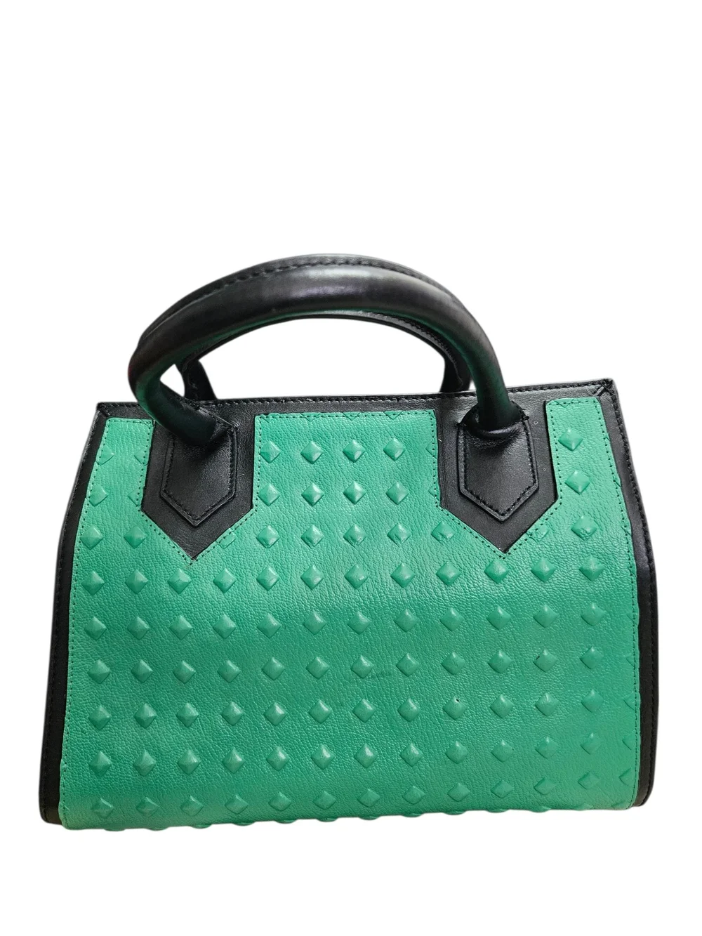 Vince Camuto Mint Green & Black Studded Satchel